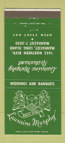Matchbook Cover - Lauraine Murphy Restaurant Manhasset LI NY 30 Strike