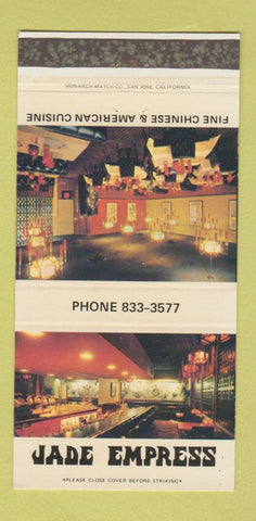 Matchbook Cover - Jade Empress Chinese Food Mesa? AZ? 30 Strike