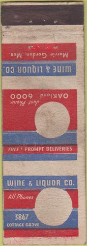 Matchbook Cover - Wine and Liquor Oakland CA? WEAR