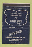 Matchbook Cover - Snyder Diamond Jewelry Montgomery AL 40 Strike