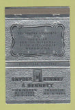 Matchbook Cover - Snyder Kinney Bennet Real Estate Birmingham AL 40 Strike
