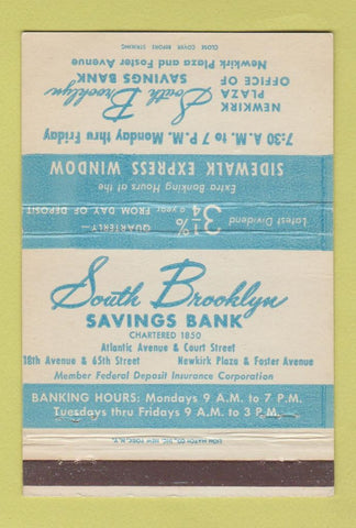 Matchbook Cover - South Brooklyn Savings Bank NY 40 Strike