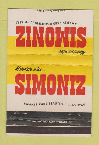 Matchbook Cover - Simoniz Car Polish finish WEAR 40 Strike