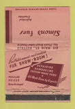 Matchbook Cover - Simon's Furs Buffalo NY WORN 40 Strike