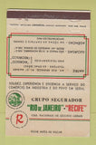 Matchbook Cover - Rio De Janeiro Brazil Insurance 40 Strike