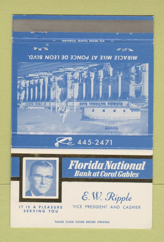 Matchbook Cover - Florida National Bank Coral Gables FL EW Ripple 40 Strike