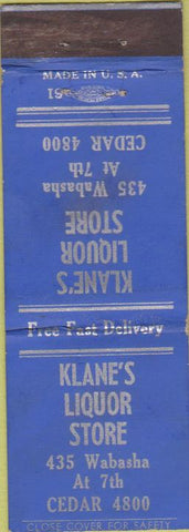 Matchbook Cover - Klane's Liquor Store St Paul MN? WEAR
