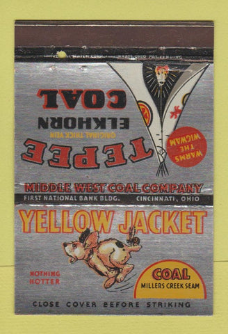 Matchbook Cover - Yellow Jacket Tepee Coal Cincinnati OH 40 Strike