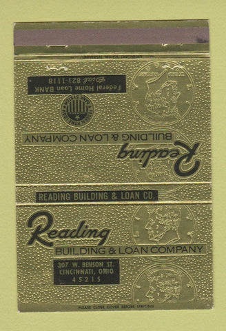 Matchbook Cover - Reading Building and Loan Cincinnati OH 40 Strike