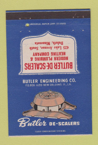 Matchbook Cover - Butler De Scalers New Orleans LA Duluth MN plumbing 40 Strike