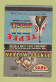 Matchbook Cover - Yellow Jacket Tepee Coal Cincinnati OH WEAR 40 Strike