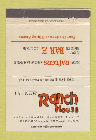 Matchbook Cover - The New Ranch House Bloomington MN 40 Strike