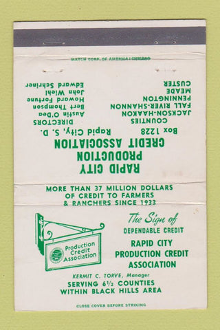Matchbook Cover - Rapid City Production Credit SD 40 Strike