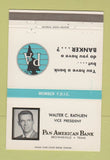 Matchbook Cover - Pan American Bank Brownsville TN Walter Rathjen 40 Strike