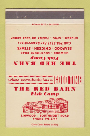 Matchbook Cover - The Red Barn Fish Camp Linwood NC 40 Strike