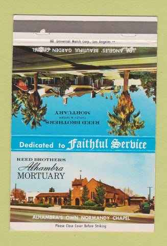 Matchbook Cover - Reed Brothers Funeral Los Angeles Alhambra CA 40 Strike