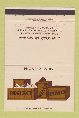 Matchbook Cover - Regency Wines Spirits Liquor Las Vegas NV 40 Strike