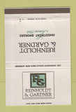 Matchbook Cover - Reinholdt & Gardner Investments St Louis MO 40 Strike