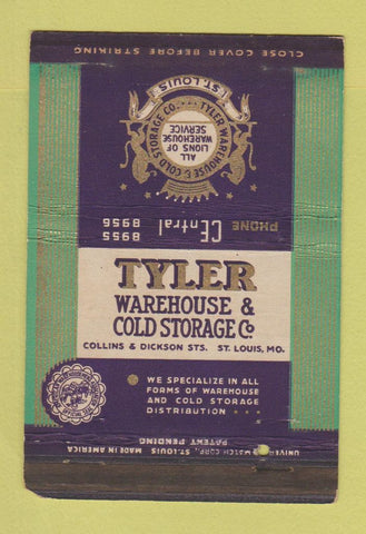 Matchbook Cover - Tyler Warehouse Cold Storage St Louis MO WEAR 40 Strike