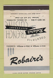 Matchbook Cover - Robaire's French Restaurant Los Angeles CA WEAR 40 Strike