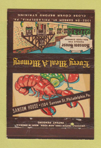 Matchbook Cover - Sansom House Philadelphia PA WEAR 40 Strike