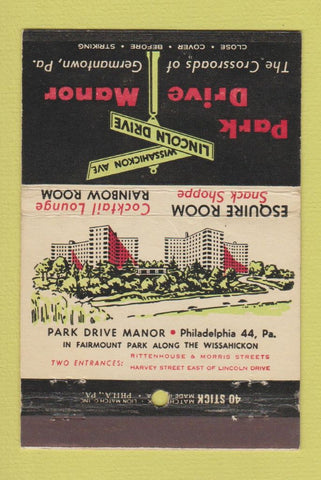 Matchbook Cover - Park Drive Manor Germantown PA WEAR 40 Stick