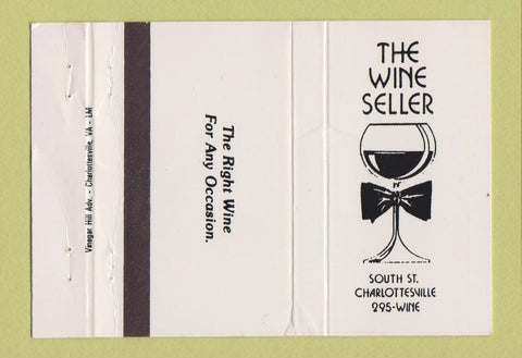 Matchbook Cover - The Wine Seller Charlottesville VA WEAR 40 Strike