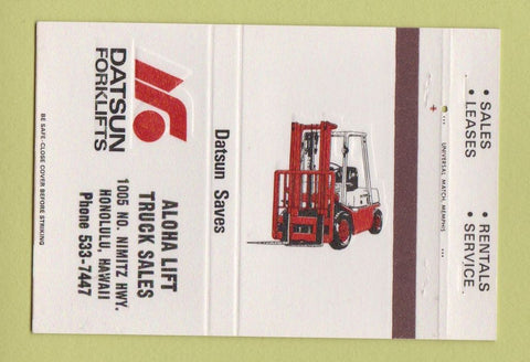 Matchbook Cover - Datsun Fork Lifts Honolulu Hawaii 40 Strike