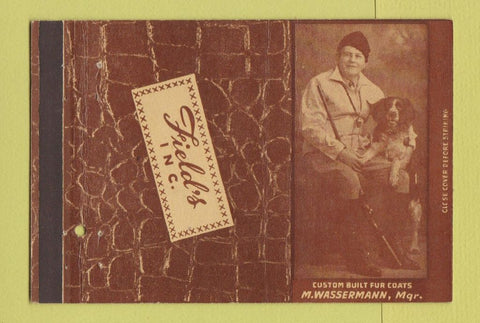 Matchbook Cover - Field's Inc Fur Coats Wasserman Grand Island NE 40 Strike