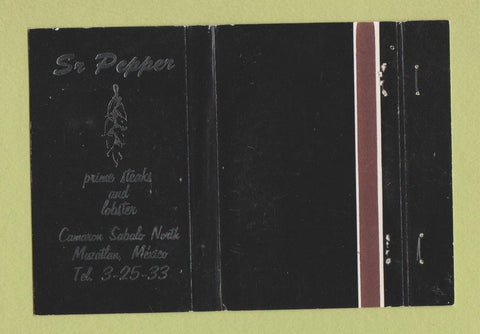 Matchbook Cover - Sr Pepper Restaurant Mazatlan Mexico 40 Strike