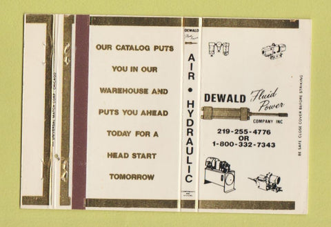 Matchbook Cover - Dewald Fluid Power  40 Strike