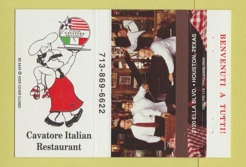 Matchbook Cover - Cavatore Italian Restaurant Houston TX 40 Strike