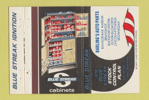 Matchbook Cover - Blue Streak Ignition Auto Parts Darling's Bangor ME 40 Strike