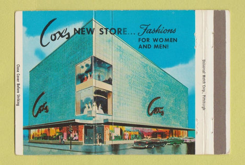 Matchbook Cover - Cox's Store Clothes McKeesport PA WEAR 40 Strike