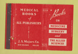 Matchbook Cover - Medical Books JA Majors New Orleans LA Dallas TX 40 Strike