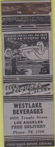 Matchbook Cover - Westlake Beverages Los Angeles CA WEAR