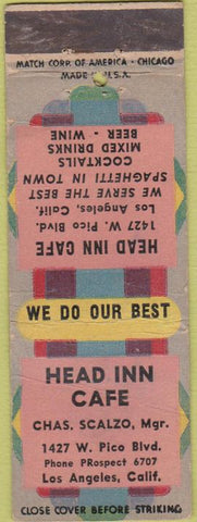 Matchbook Cover - Head Inn Cafe Los Angeles CA WEAR