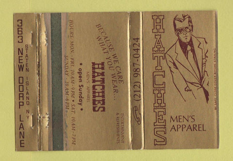 Matchbook Cover - Hatches Men's Clothes Staten Island NY WORN 40 Strike