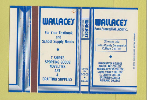 Matchbook Cover - Wallace's Textbooks Dallas TX WEAR 40 Strike
