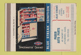 Matchbook Cover - Blue Streak Ignition Auto Parts Attleboro MA Pasco 40 Strike