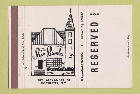 Matchbook Cover - Rio Bamba Rochester NY 40 Strike