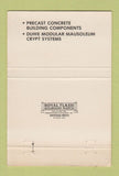Matchbook Cover - Duwe Mausoleum Crypt System Oshkosh WI 40 Strike