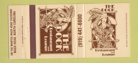Matchbook Cover - The Dock Restaurant Lounge Nags Head NC 30 Strike