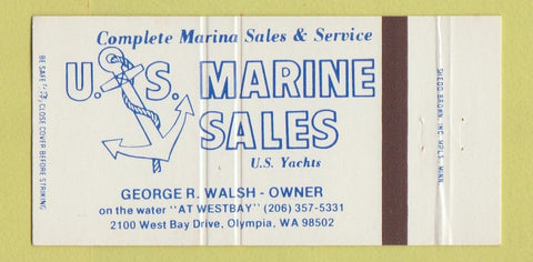 Matchbook Cover - US Marine Sales Yachts Olympia WA 30 Strike