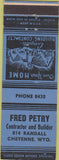 Matchbook Cover - Fred Petry Builder Contractor Cheynne WY blue