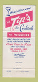 Matchbook Cover - Tip's Los Angeles CA bar restaurant 30 Strike
