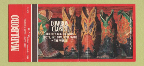 Matchbook Cover - Marlboro Cigarettes Cowboy Boots 30 Strike