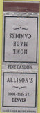 Matchbook Cover - Allison's Candy Denver CO Federal