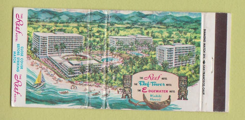Matchbook Cover - Reef Hotel Waikiki Hawaii 30 Strike