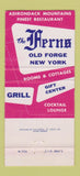 Matchbook Cover - Ferns Grill Restaurant lodging Old Forge NY 30 Strike